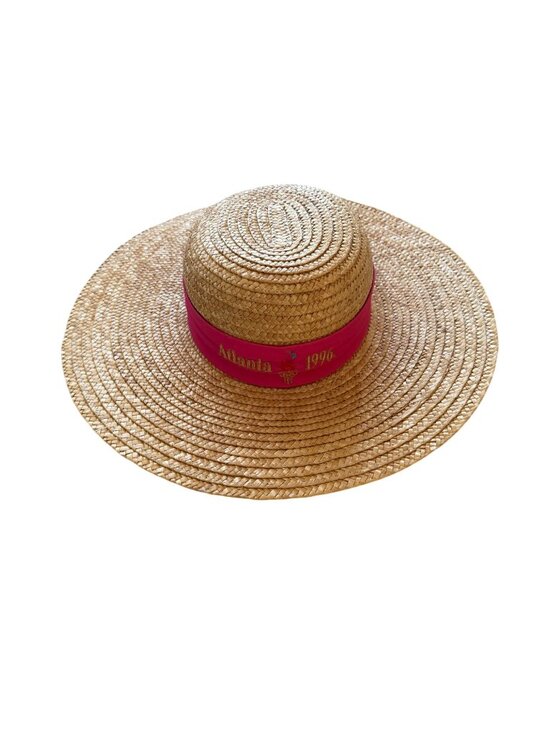 OLYMPICS Atlanta Georgia Vintage 1996 Collectible Crew Straw Brimmed Bow Hat main image 5